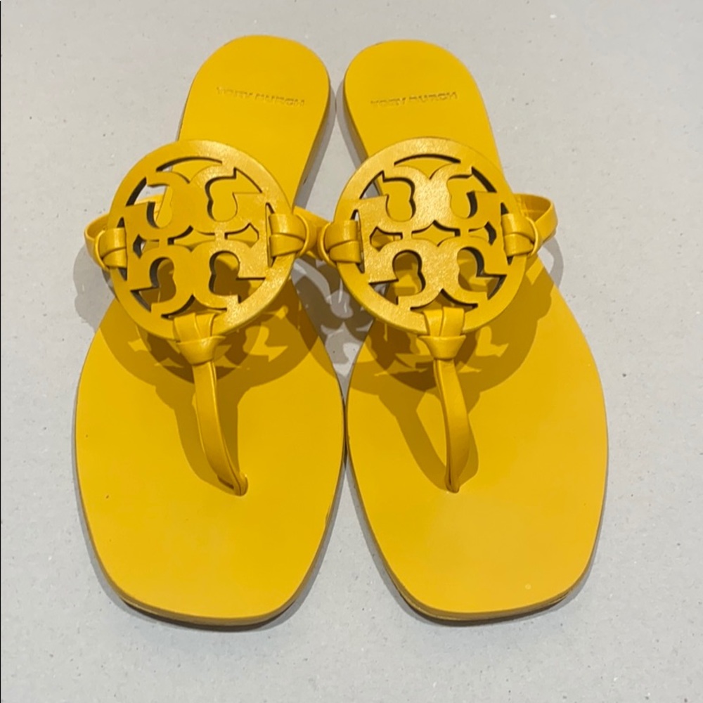 Size 8 Tory Burch Square Toe Miller. Yellow